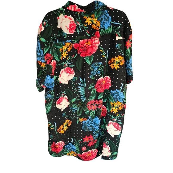 Maison Noir Mens Rose Button Up Shirt Size L Black Polka Dot Punk Grunge Y2K - Picture 4 of 6